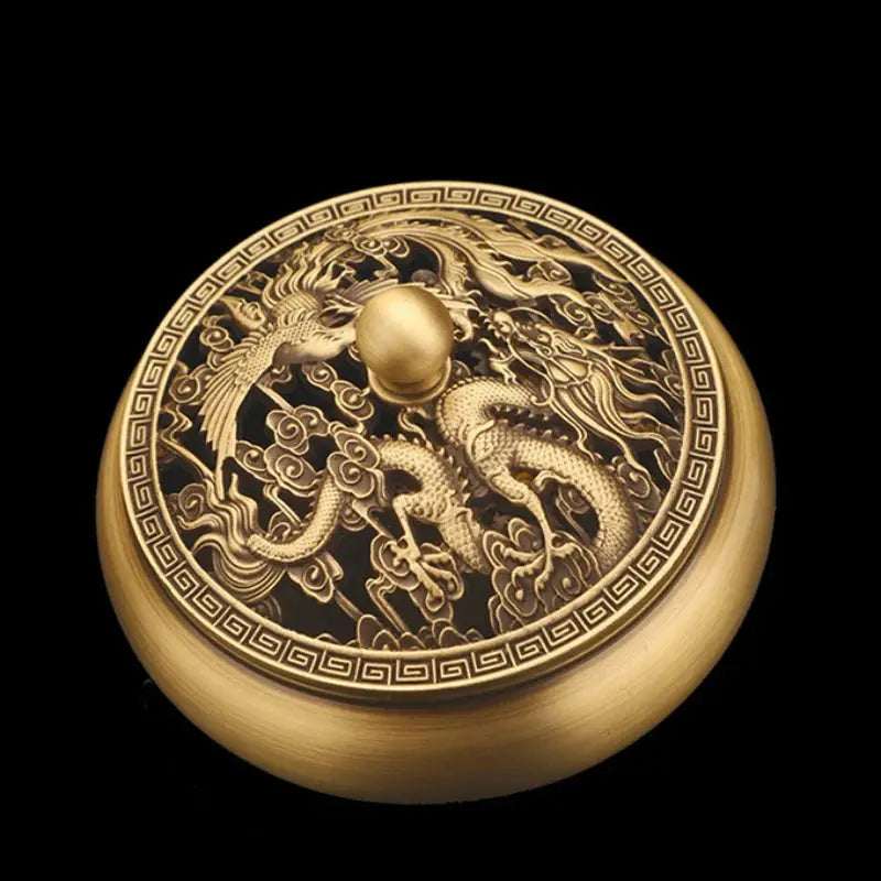 Brûleur d'Encens Dragon Phénix Cuivre ENCENSORIA
