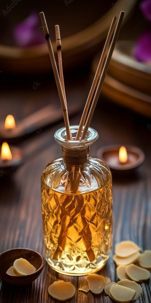 Flacon d’huile essentielle d’encens pour rituels d’aromathérapie