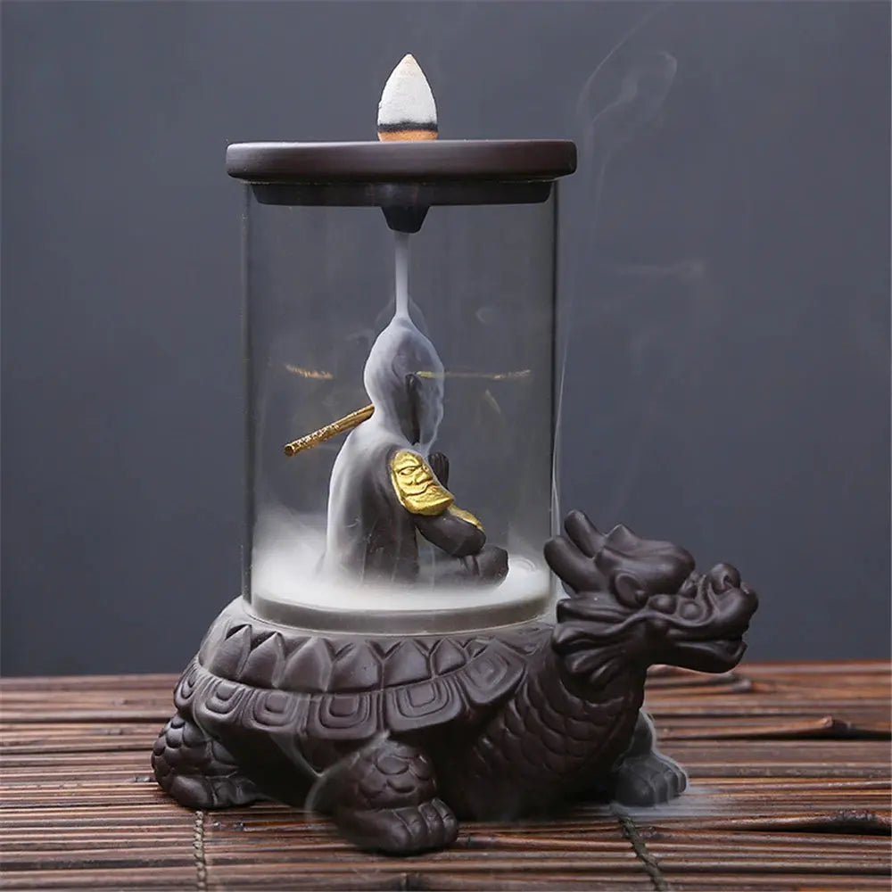 Brûleur d’encens sous verre au style mythologique