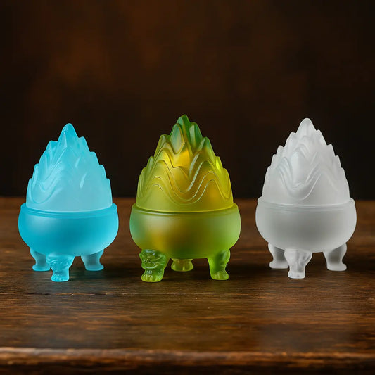 brûleur encens en forme de montagne en verre dépoli