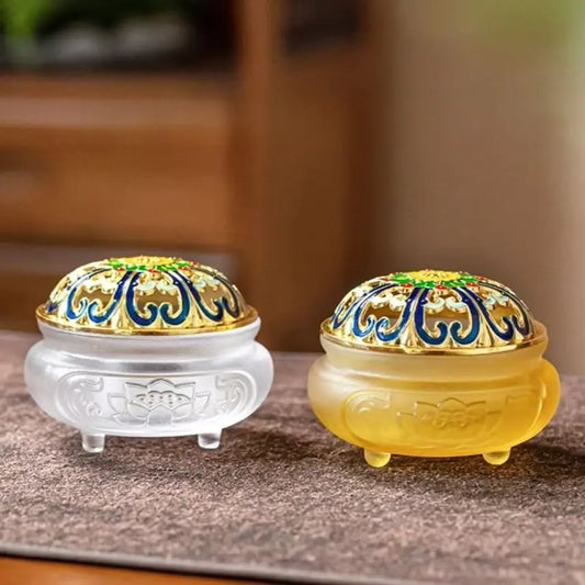 Brûleur d’encens en verre jade ambre