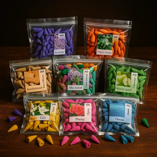 Cônes d’encens reflux senteurs bois de santal et lavande