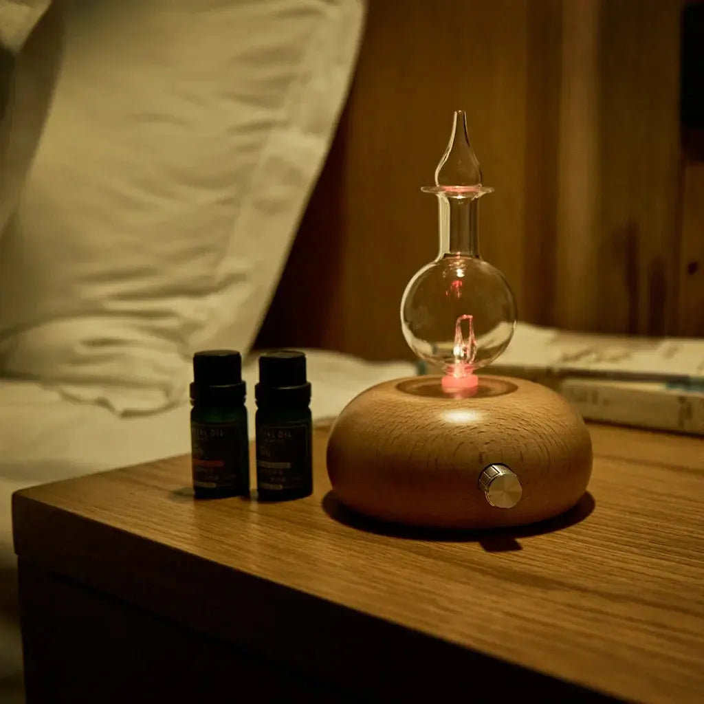 Diffuseur d’huiles essentielles sans eau en verre et bois