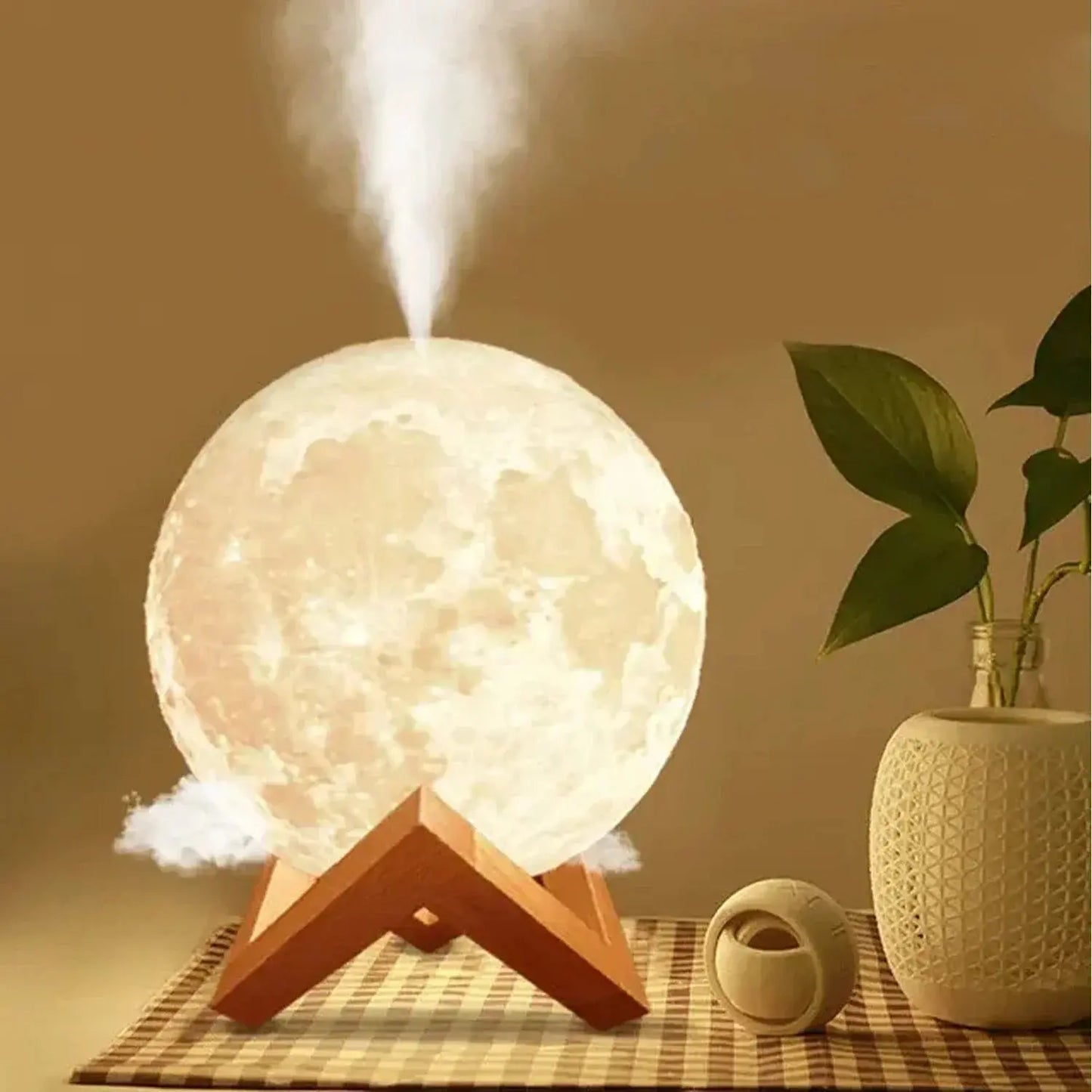 Diffuseur d’huiles essentielles en forme de pleine lune avec éclairage LED