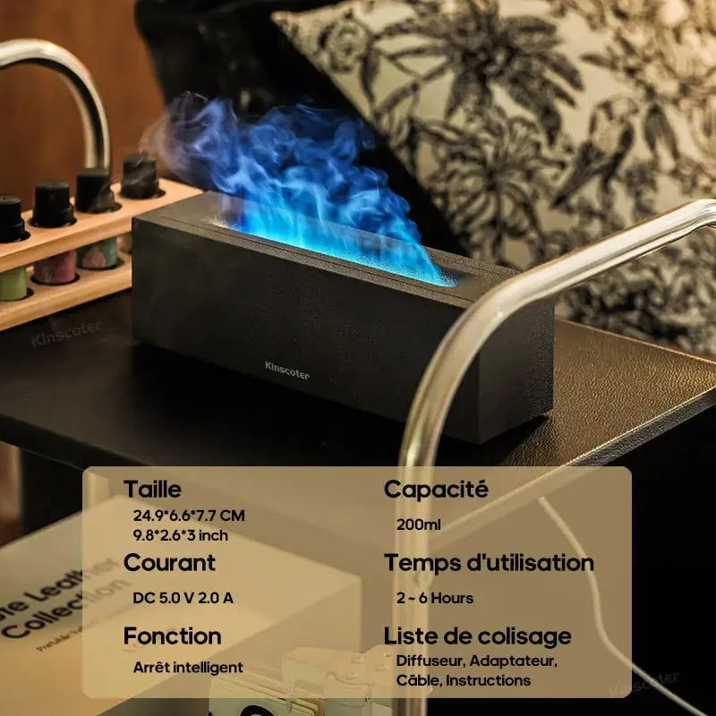 Diffuseur et humidificateur USB avec effet flamme réaliste