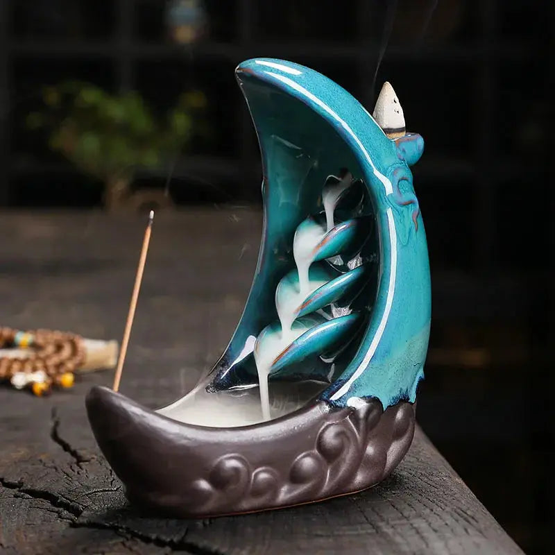 fontaine encens lune bleue artisanale