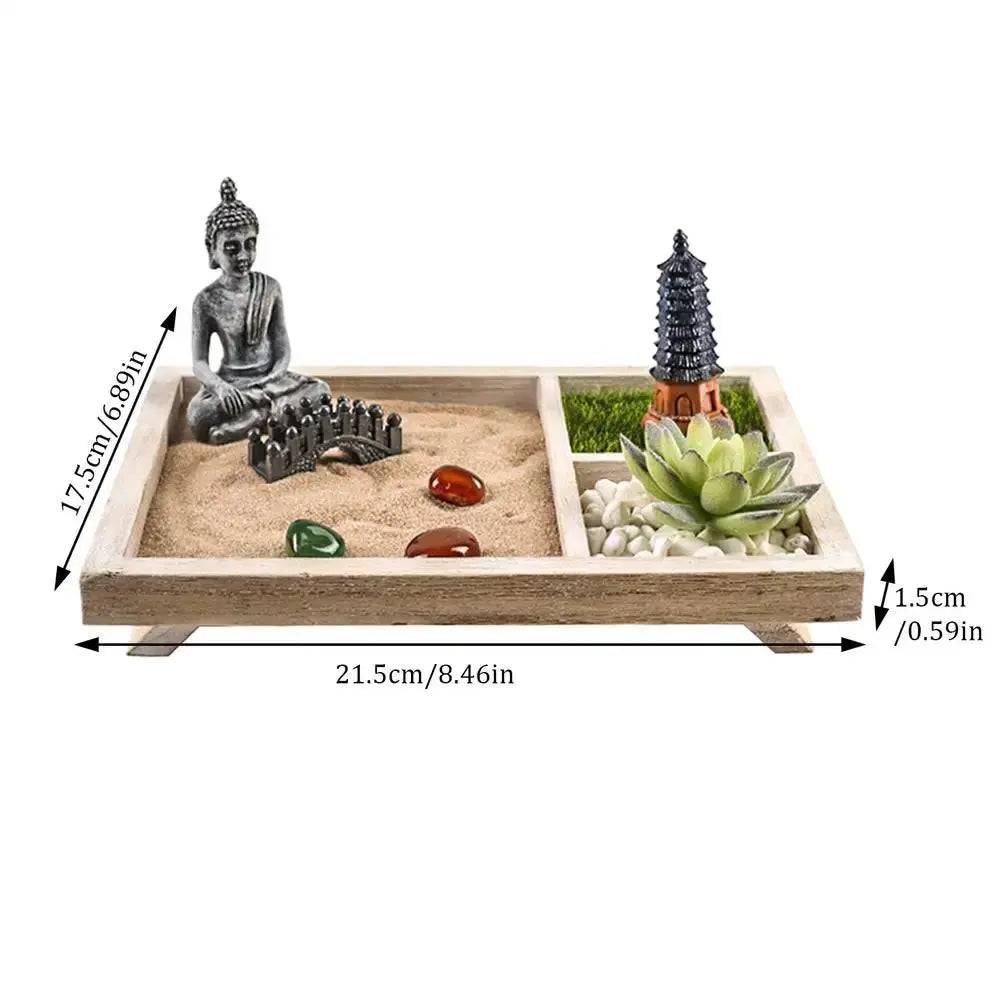Jardin zen japonais miniature avec sable et figurines