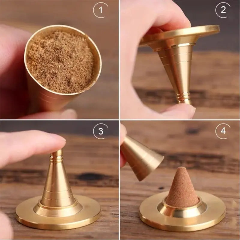 Kit de fabrication de cônes d’encens en cuivre, idéal pour créer ses propres arômes.