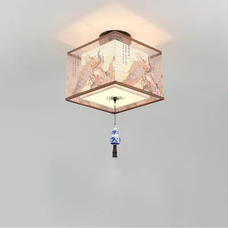 Plafonnier asiatique lotus LED pour couloir élégant