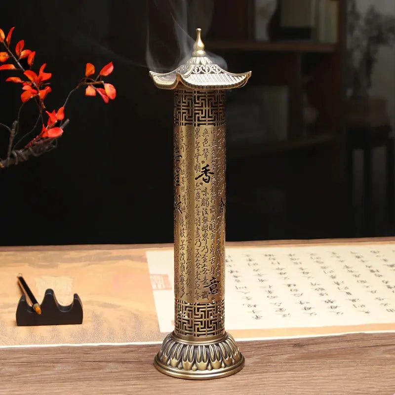 Porte-encens en cuivre forme colonne