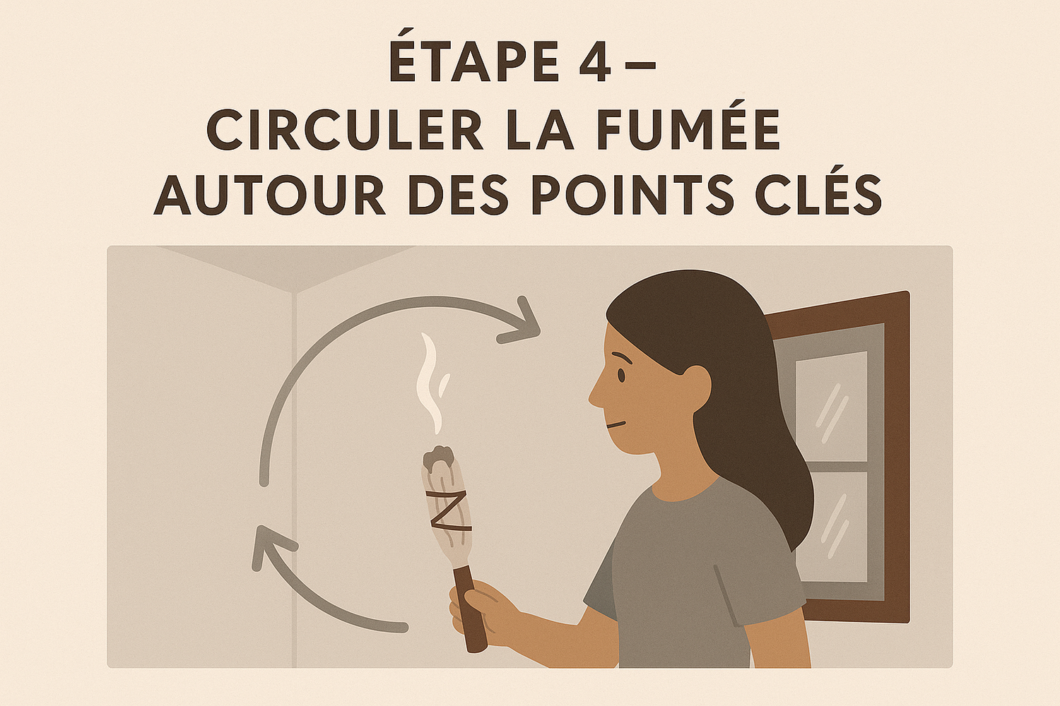 Rituel d’encens étape 4 : faire circuler la fumée d’encens autour des points clés de la maison.