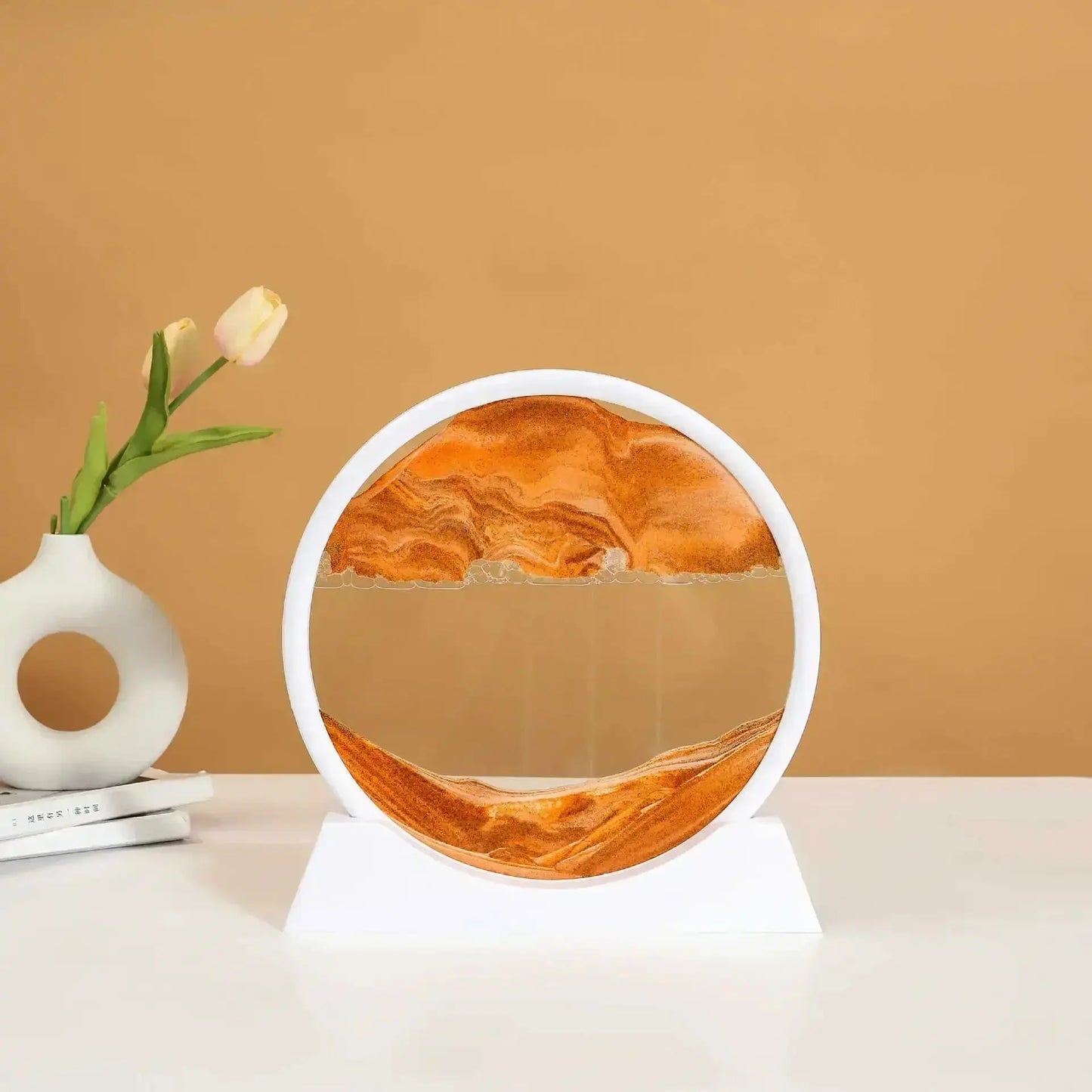 Tableau rond sable mouvant apaisant style Feng Shui