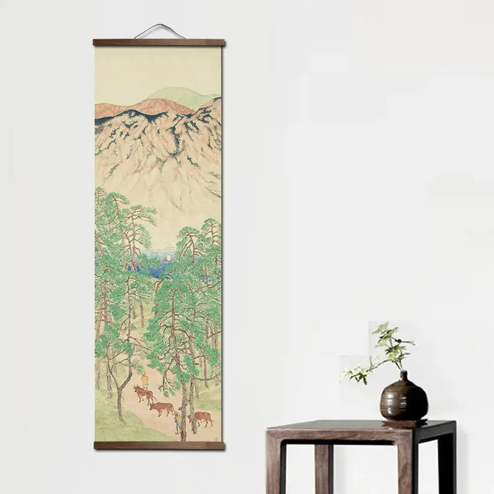 Tenture murale avec paysage traditionnel japonais