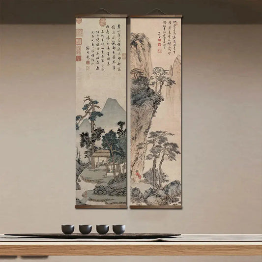 Affiche asiatique estampe traditionnelle paysage