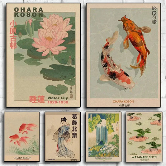 Affiche japonaise estampe traditionnelle Hokusai