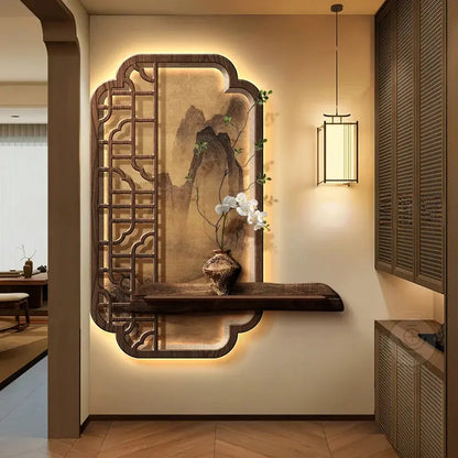Applique murale japonaise LED haut de gamme en bois