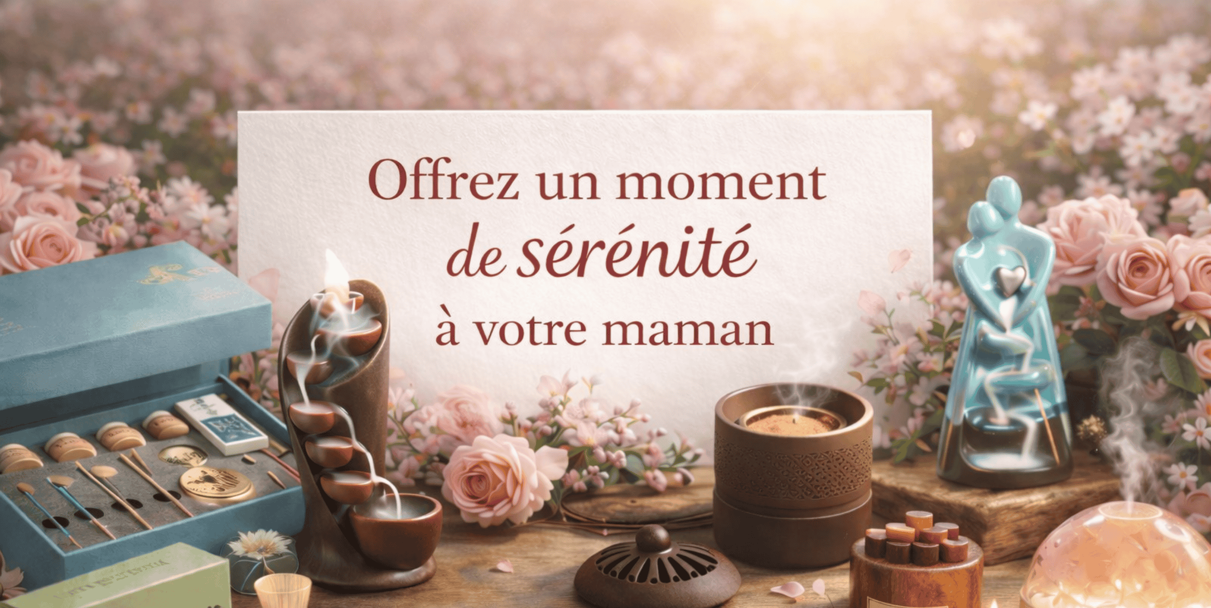 bannière fête des mères avec encens idée cadeau sérénité maman