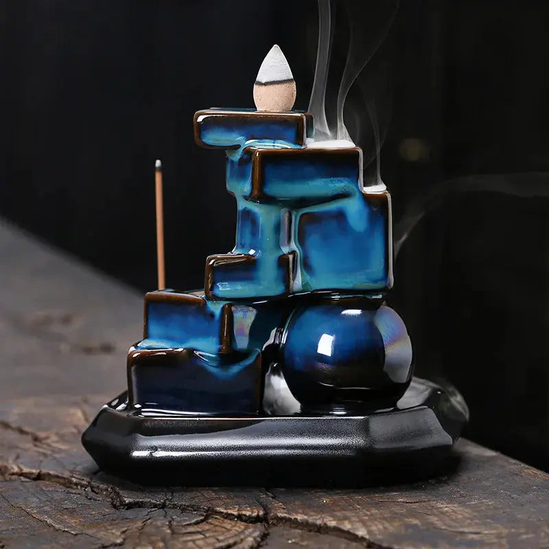 brûleur d’encens bleu contemporain décoration zen