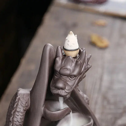 brûleur encens dragon cascade fumée décoratif