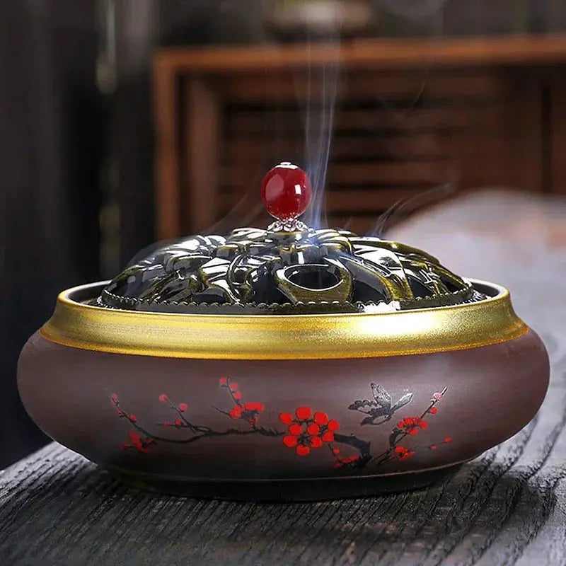  brûleur décoratif céramique motif floral