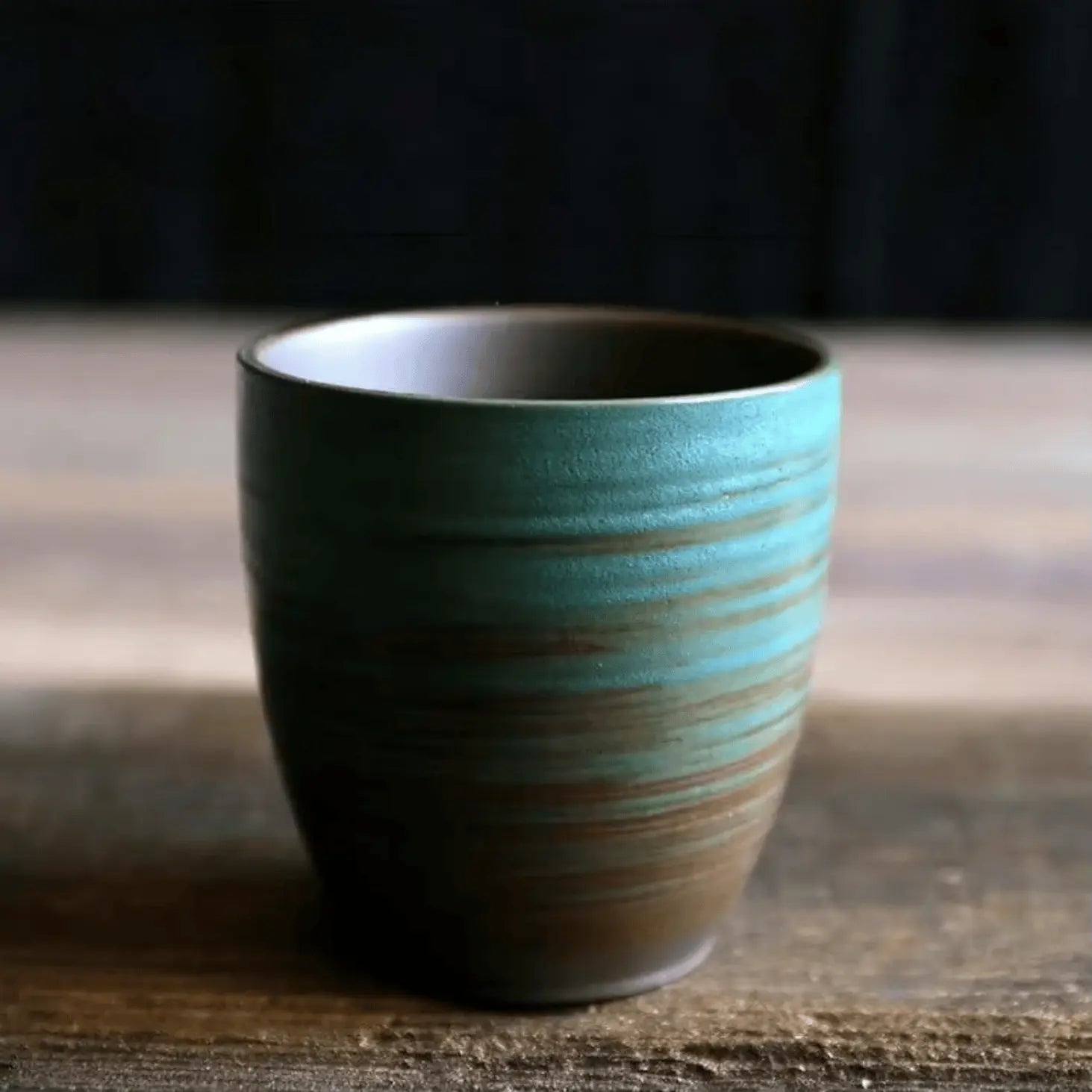 Céramique craquelée peinte main asiatique, mug unique réseau fissures naturelles wabi-sabi