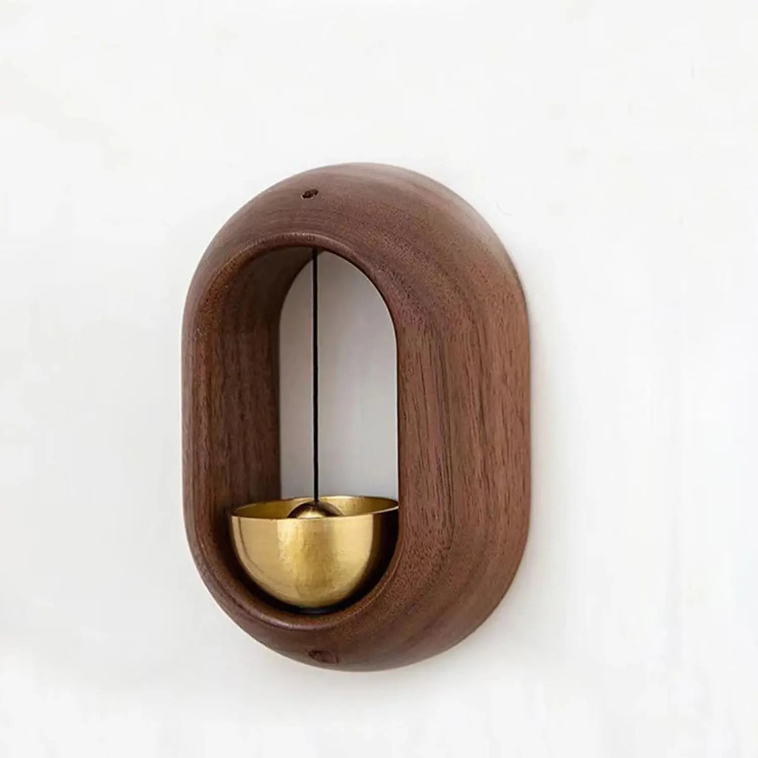 Cloche zen bois et laiton décoration bureau, fixation repositionnable surface métal ou bois