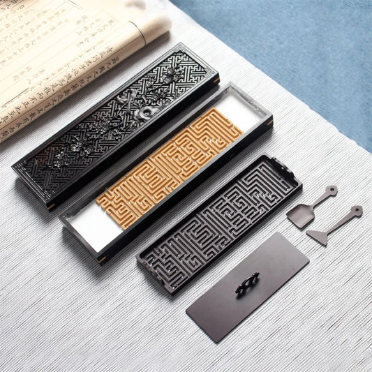 Coffret encens 5 pièces en cuivre gris