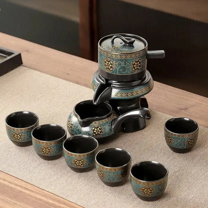 Coffret de cérémonie Gongfu Cha en céramique décorée