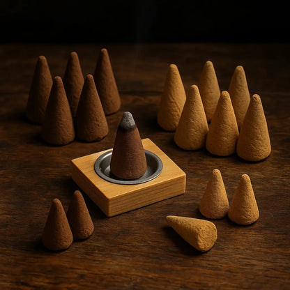 Cônes encens palo santo et sauge blanche artisanaux, purification chamanique naturelle sans chimiques