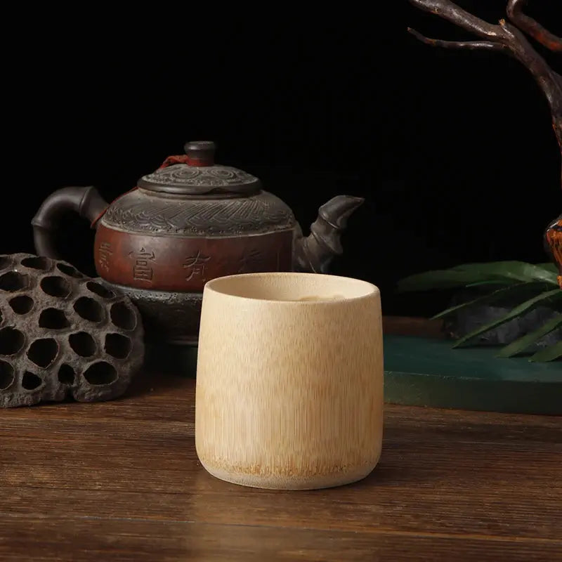 Coupe saké bambou fait main authentique, pièce unique parfum végétal naturel frais