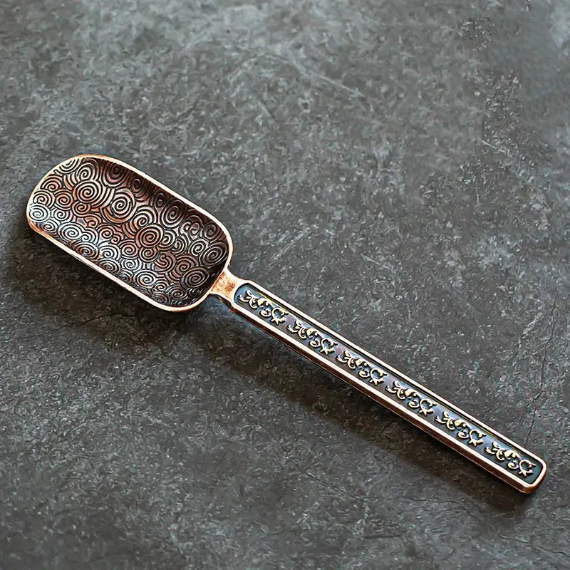 Cuillère thé alliage symboles chinois zen, design traditionnel signification culturelle thé