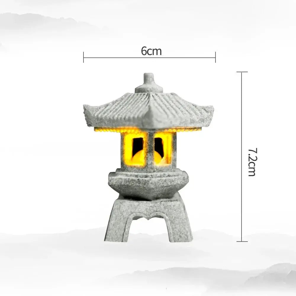 Décoration asiatique pagode miniature zen, lanterne pierre pour intérieur minimaliste