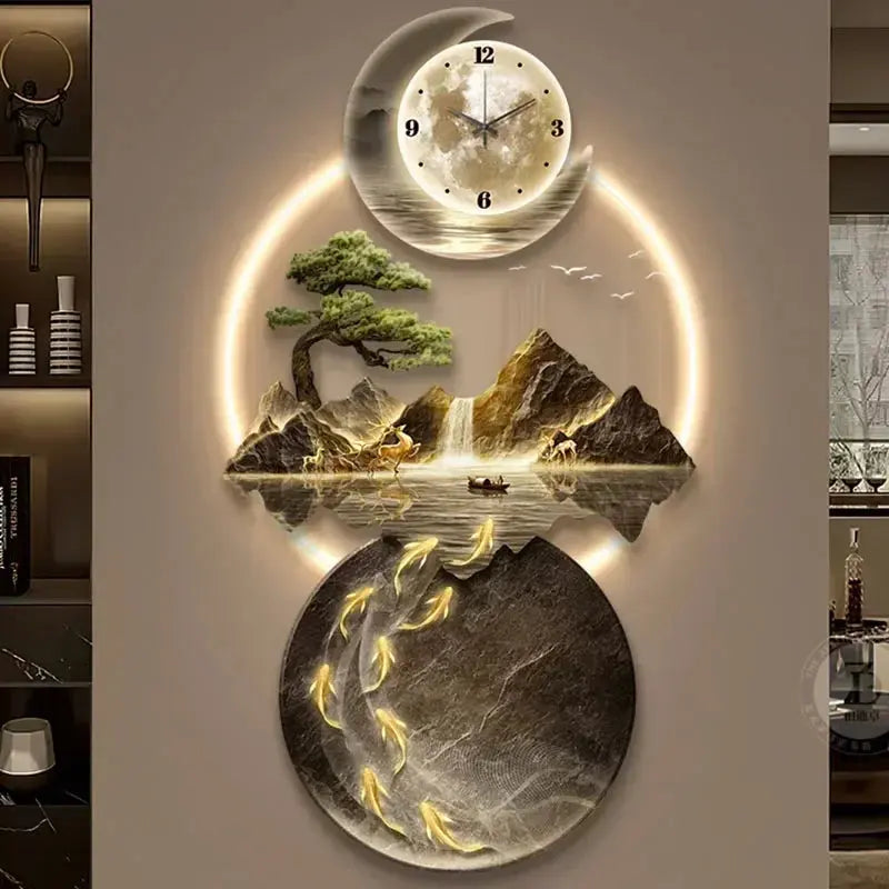 Décoration murale japonaise moderne avec horloge