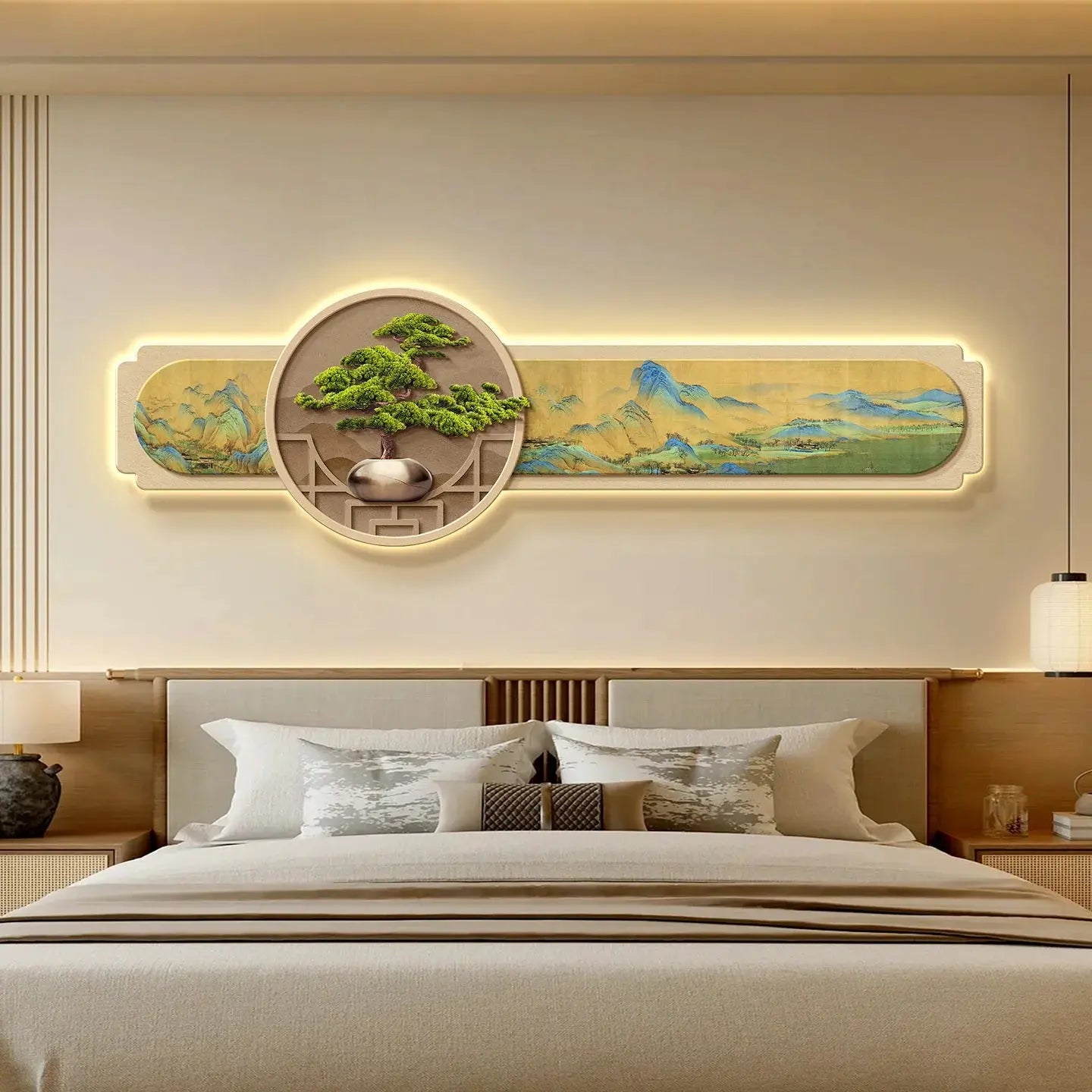 Décoration murale japonaise lumineuse moderne