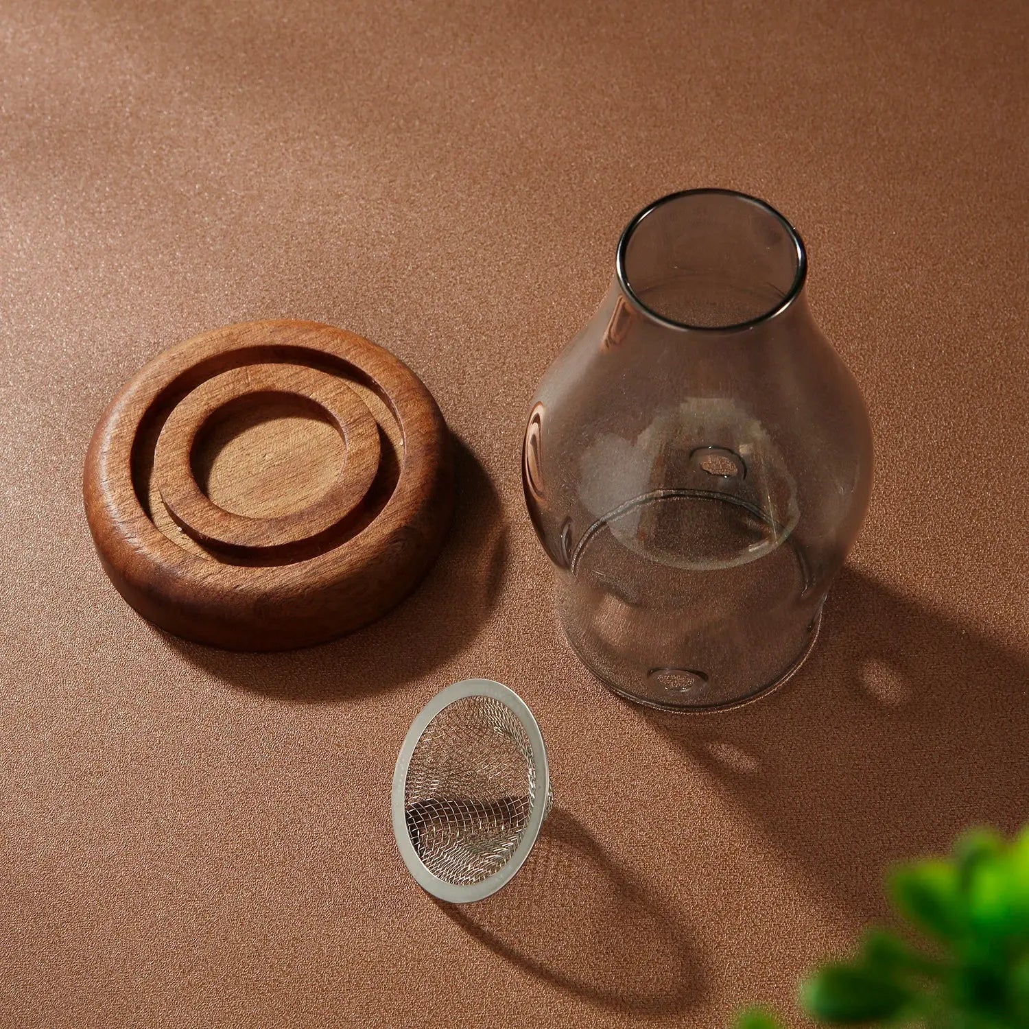 Diffuseur chaleur douce naturel sans électricité, verre bois et métal décoration zen intérieur