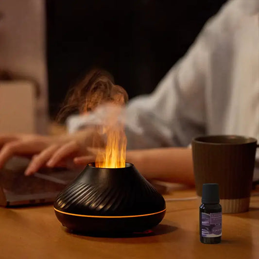 Diffuseur d’huiles essentielles effet volcan avec éclairage LED ajustable