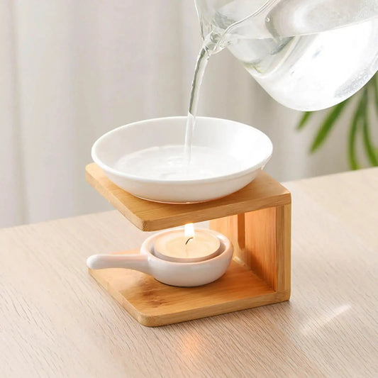 Diffuseur d’huiles essentielles en bois et céramique avec chauffe douce