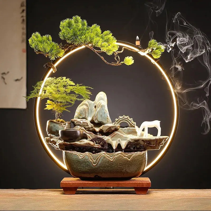 cascade d’encens avec mini arbre décoratif