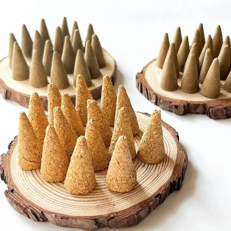 Cônes encens purification plantes sacrées, palo santo et sauge blanche tradition chamanique