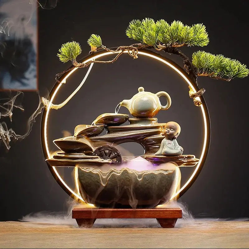 fontaine Feng Shui avec LED et brume décorative