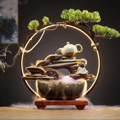 fontaine Feng Shui avec LED et brume décorative