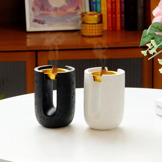 Encensoir oriental en pierre marbré, brûleur arabe style moyen-orient pour oudh et résines