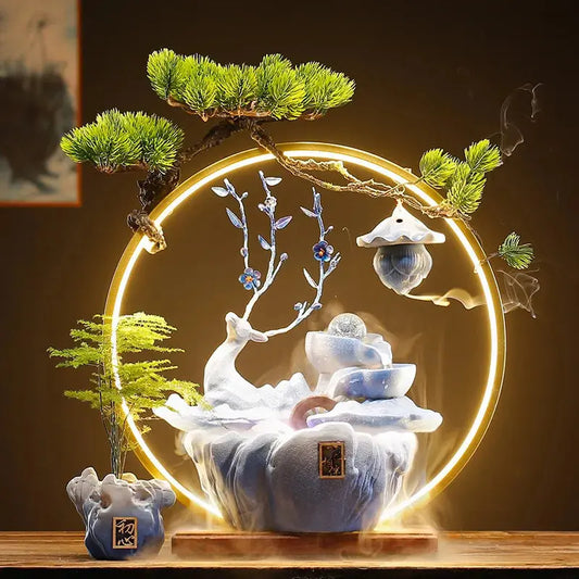 décoration zen avec cerf stylisé et halo