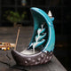 Fontaine d’Encens Lune Cascade Céramique Bleue Artisanale
