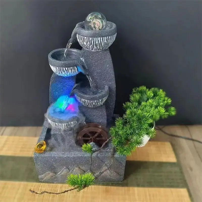 Fontaine feng shui décorative LED et roue