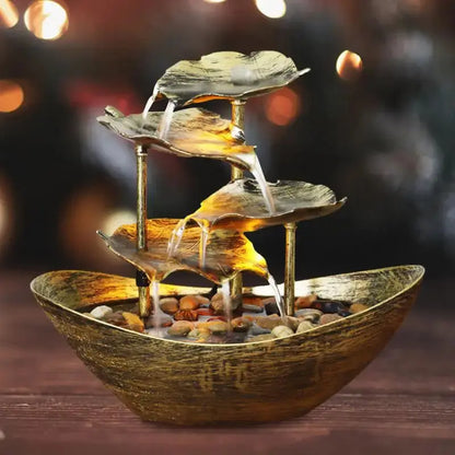 Fontaine d’intérieur cascade lotus avec LED USB