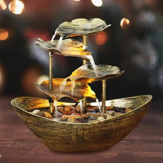 Fontaine d’intérieur cascade lotus avec LED USB