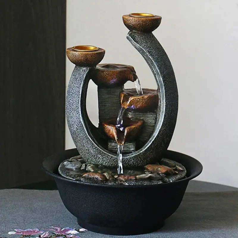 Fontaine zen d’intérieur en résine cascade
