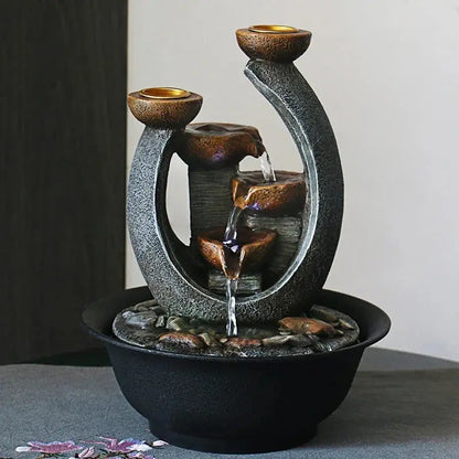 Fontaine zen d’intérieur en résine cascade