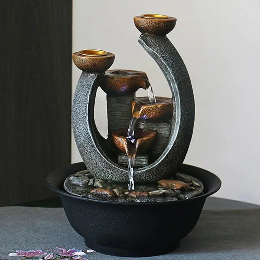 Fontaine zen d’intérieur en résine cascade